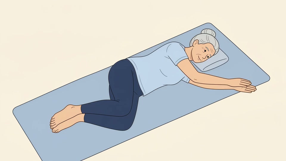 Illustration av övningen Bröstöppning på sidan