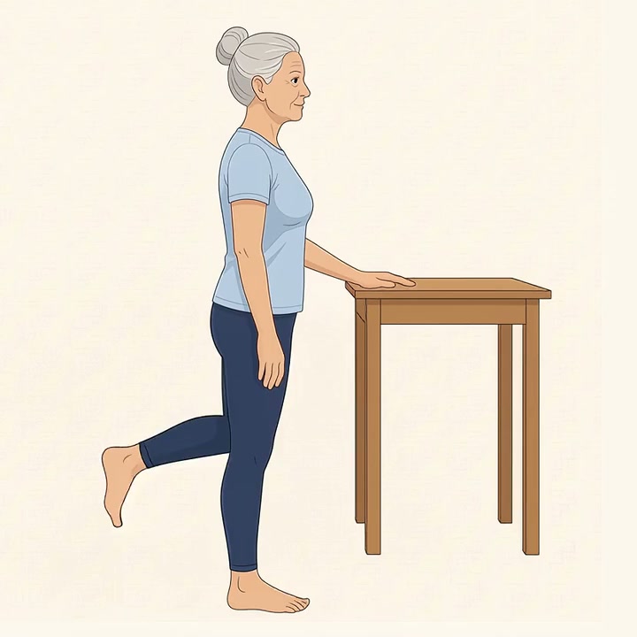 Illustration av övningen Stå på ett ben