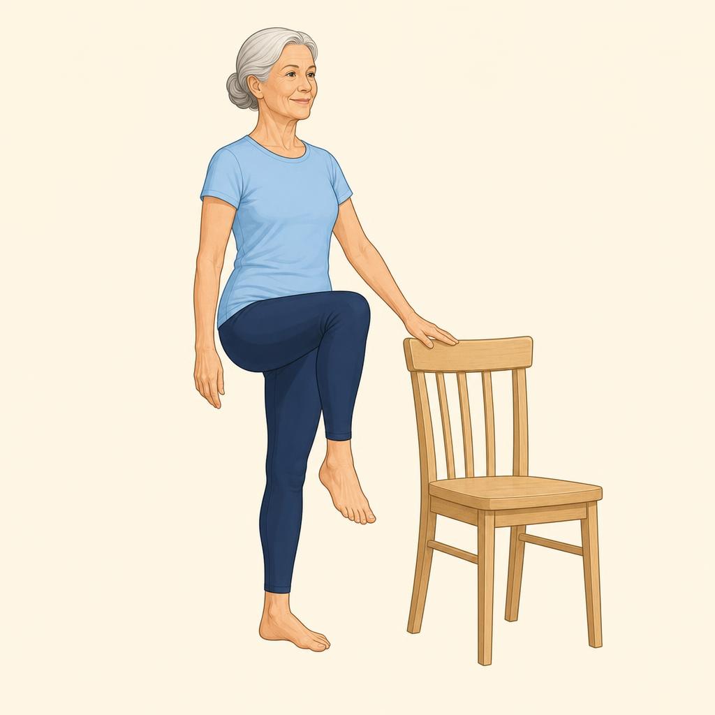 Illustration av övningen Stå på ett ben